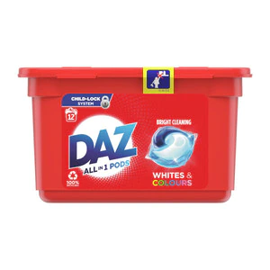 Daz All-in-1 Washing Capsules For Whites & Colours - 12 Washes