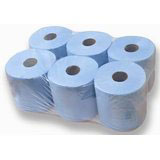 Budget 2-Ply Blue Centrefeed Rolls - Case of 6 x 400 Sheets