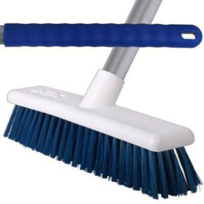 Washable 30cm Soft Bristle Broom & 125cm Aluminium Handle - Blue