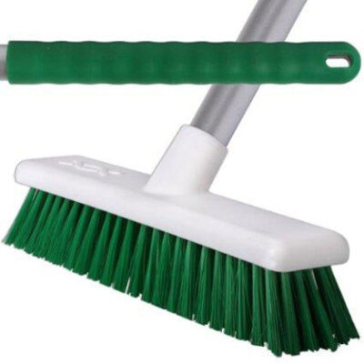 Washable 30cm Soft Bristle Broom & 125cm Aluminium Handle - Green