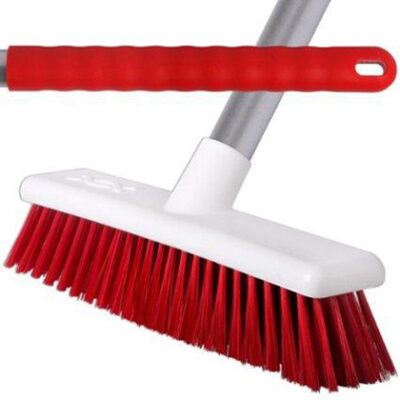 Washable 30cm Soft Bristle Broom & 125cm Aluminium Handle - Red