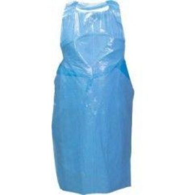 Disposable PE Aprons - Blue - Flat Pack of 100
