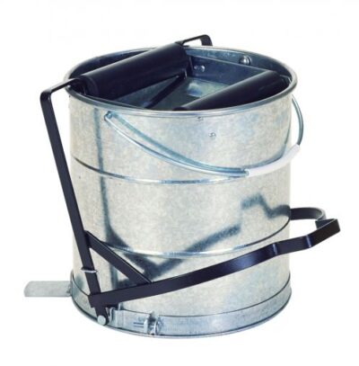 Pedal Operated Galvanised Mop Bucket & Roller Wringer – 10 Litres