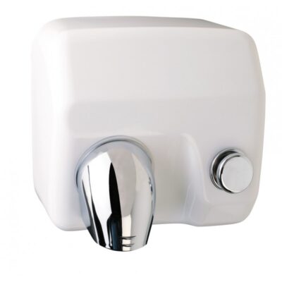 Push Button Nozzle Hand Dryer - White Metal