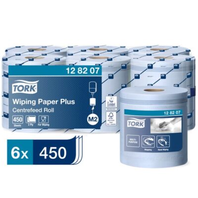 Tork 128207 Blue 2-Ply Wiping Paper Plus – Case of 6 x 157.5m