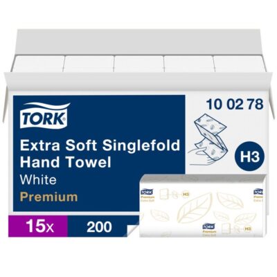 Tork 100278 White 2-Ply Extra Soft Singlefold Hand Towels - Case of 3000