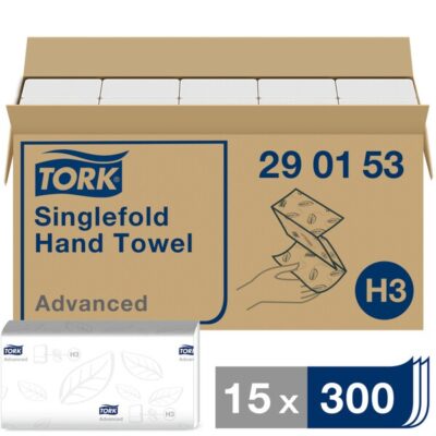 Tork 290153 White 2-Ply Singlefold Hand Towels - Case of 4500