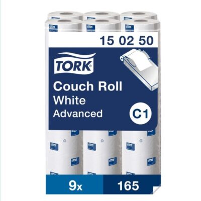 Tork 150250 Advanced White 2-Ply Hygiene 50cm Couch Roll - Case of 9