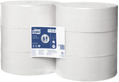 Tork 110246 Advanced White 2-Ply Jumbo White Toilet Rolls - Case of 6 x 340m
