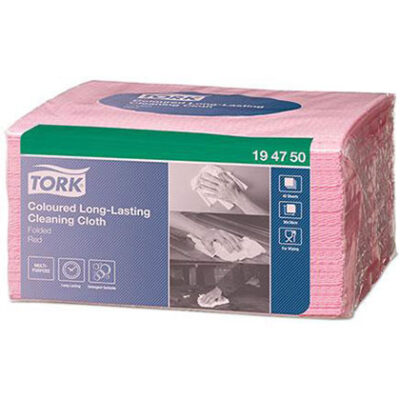 Tork 194750 Long Lasting Cleaning Cloths - Pack of 40 in Red