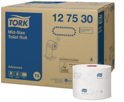 Tork 127530 Mid-Size White 2-Ply Toilet Rolls – Case of 27 x 100m