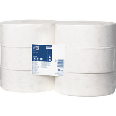 Tork 120257 Advanced 2-Ply Jumbo White Toilet Rolls - Case of 6 x 360m